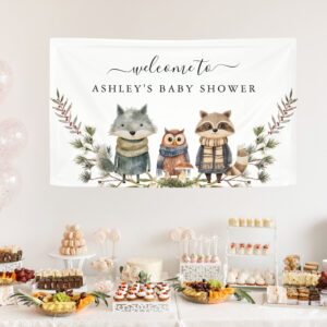 Cute Autumn Woodland   Baby Shower Welcome Banner
