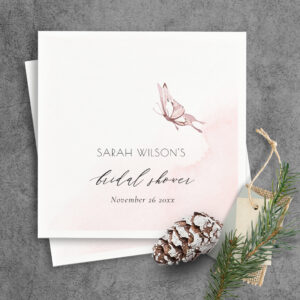 CUTE BLUSH WATERCOLOR BUTTERFLY BRIDAL SHOWER NAPKINS