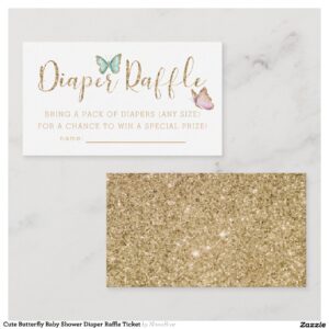 Cute Butterfly Baby Shower Diaper Raffle Ticket Enclosure Card