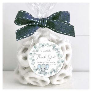 Cute Elephant Baby Boy Shower Thank You Classic Round Sticker