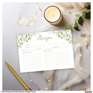Cute Greenery Bridal Shower Recipe Cards