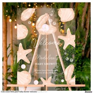Cute ocean little pearl baby shower welcome acrylic sign
