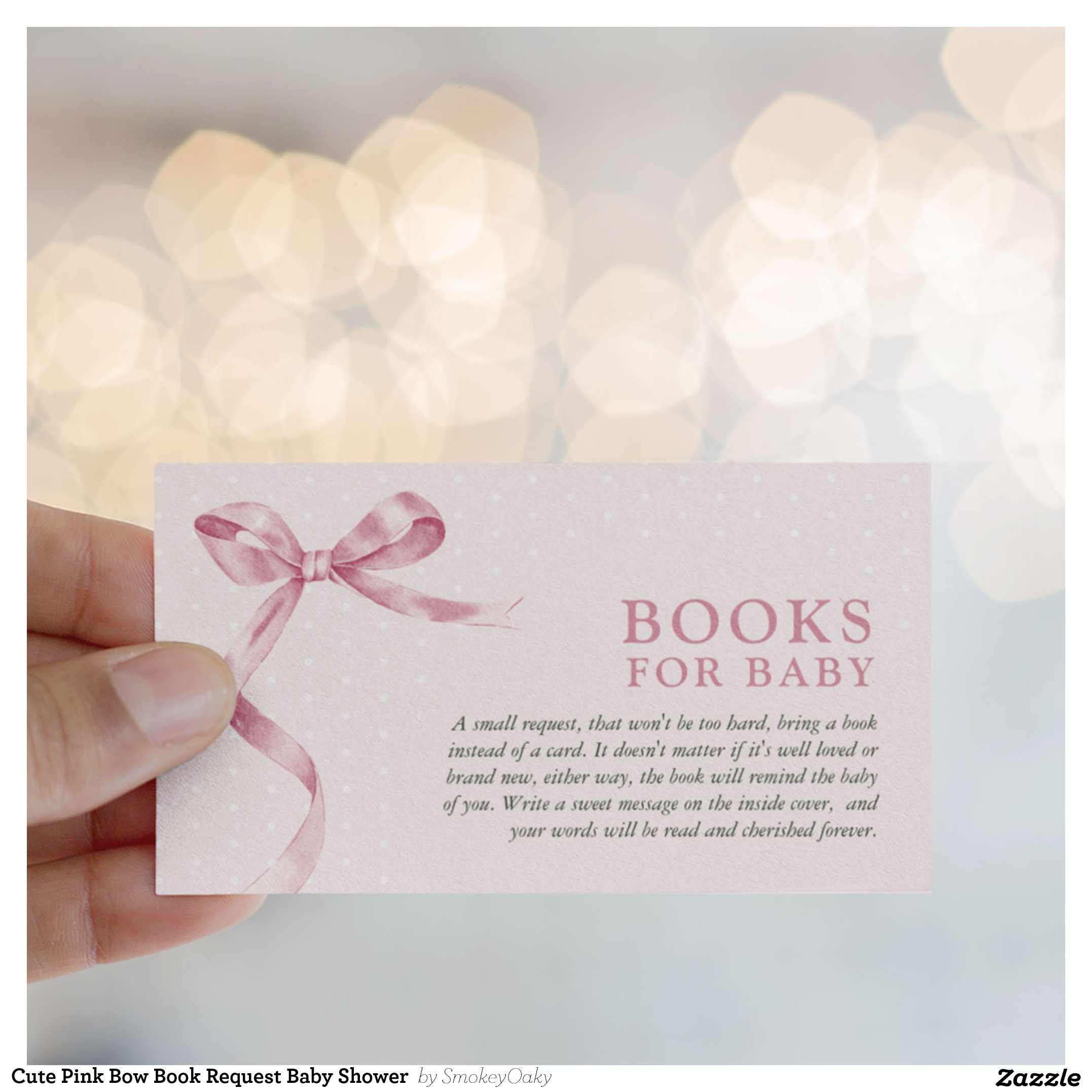 Cute Pink Bow Book Request Baby Shower  Enclosure Card