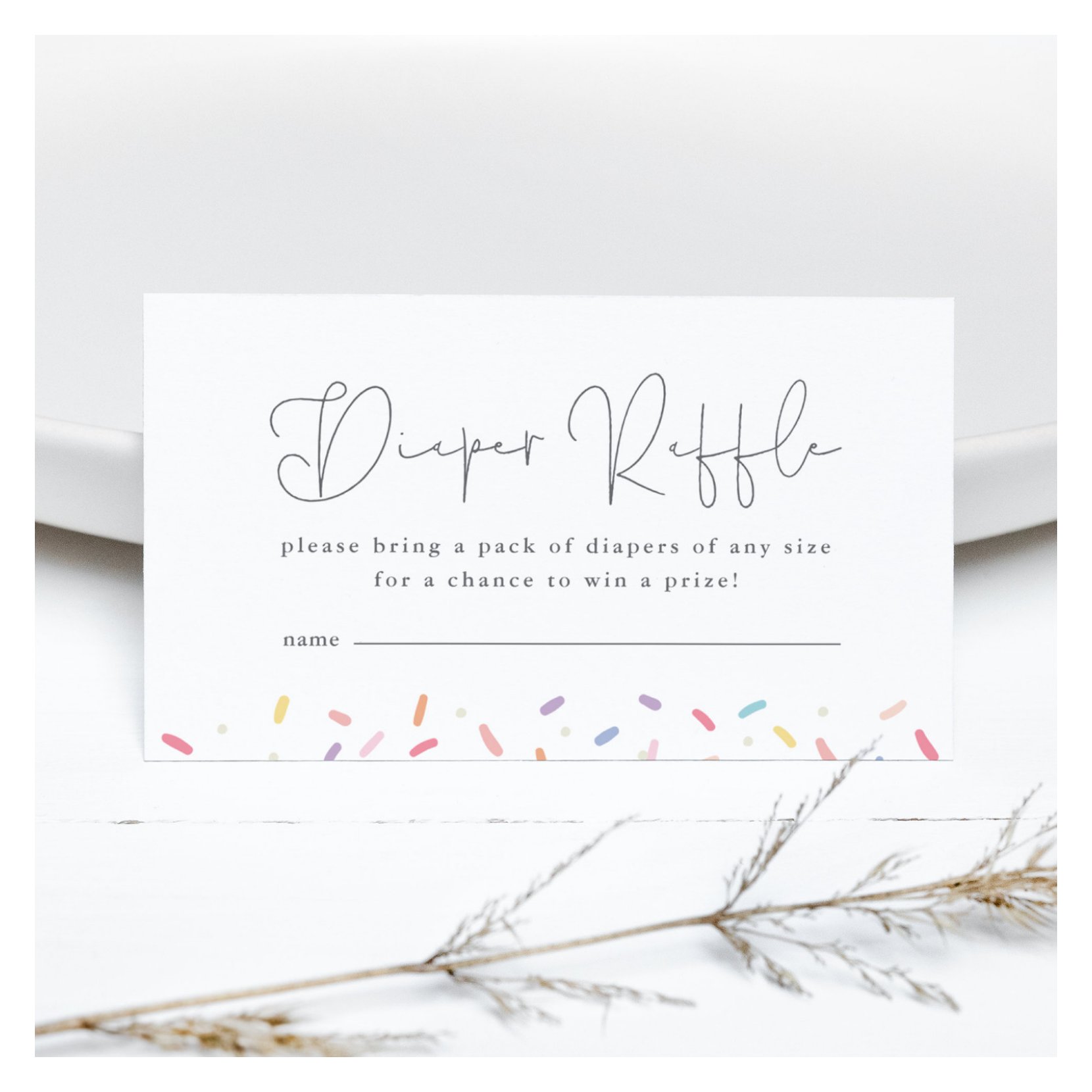 Cute Rainbow Baby Sprinkle Shower Diaper Raffle Enclosure Card