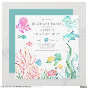 Cute Under the Sea Birthday  Invitation