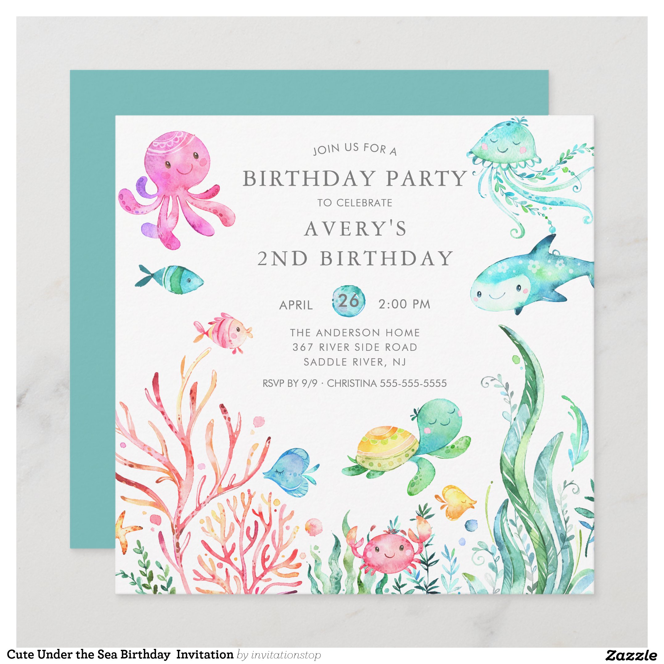 Cute Under the Sea Birthday Invitation