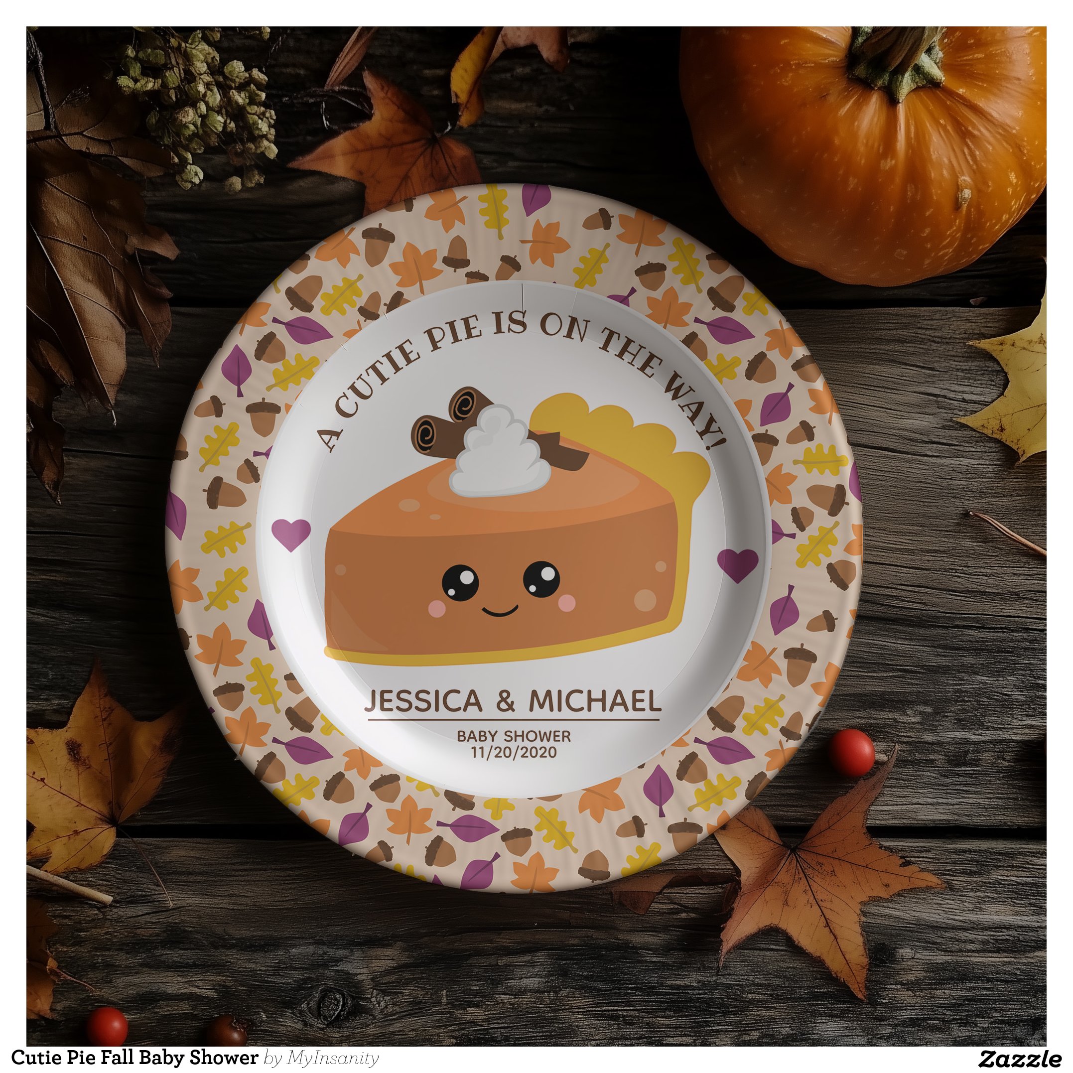 Cutie Pie Fall Baby Shower Paper Plates