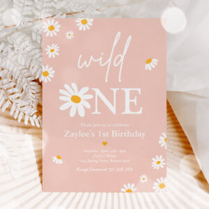 Daisy Birthday Party Bohmian Wild One 1st Birthday Invitation