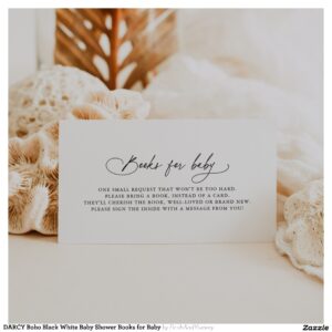 DARCY Boho Black White Baby Shower Books for Baby Enclosure Card