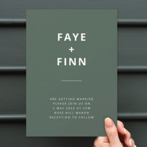 Dark Green Moss Minimalist Scandi Modern Wedding Invitation