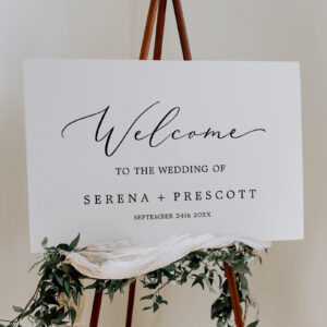 Delicate Black Calligraphy Wedding Welcome Foam Board