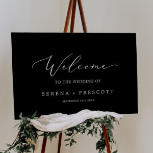 Delicate Dark Black Calligraphy Wedding Welcome Foam Board