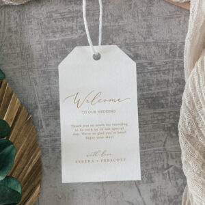 Delicate Gold Calligraphy Wedding Welcome Gift Tags