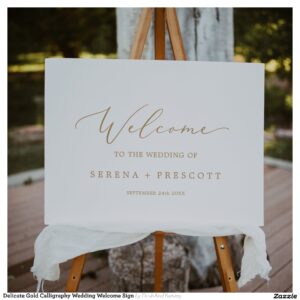 Delicate Gold Calligraphy Wedding Welcome Sign