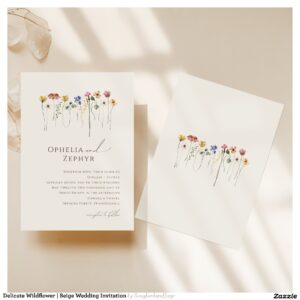 Delicate Wildflower Beige Wedding Invitation