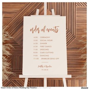 Desert Order of Events Wedding Day Timeline Foam Board