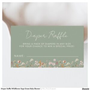 Diaper Raffle Wildflower Sage Green Baby Shower Enclosure Card