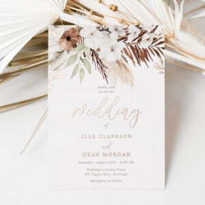 Divine Boho Floral Rose Gold Foil Wedding Foil Invitation