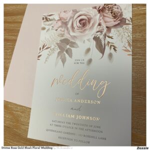 Divine Rose Gold Blush Floral Wedding Foil Invitation