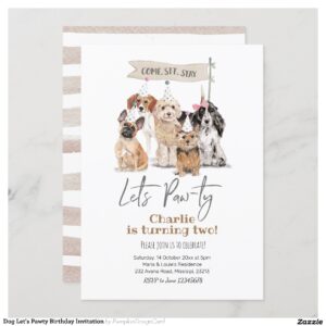 Dog Let's Pawty Birthday Invitation