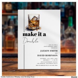 Double Celebration Whiskey Joint Birthday Party Invitation