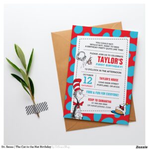 Dr. Seuss   Cat in the Hat Birthday Invitation