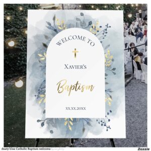 dusty blue Catholic Baptism welcome Foam Board