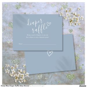 Dusty Blue Diaper Raffle Baby Shower Enclosure Card