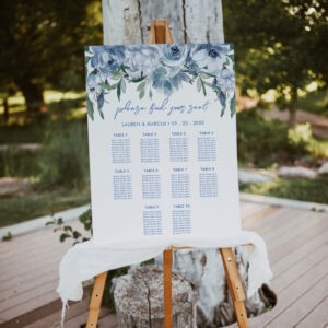 Dusty Blue Floral Bridal Shower Seating Chart Foam Board