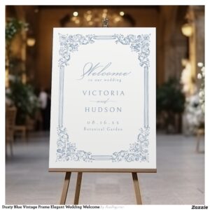 Dusty Blue Vintage Frame Elegant Wedding Welcome Foam Board