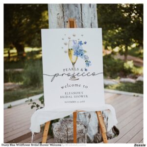 Dusty Blue Wildflower Bridal Shower Welcome Poster