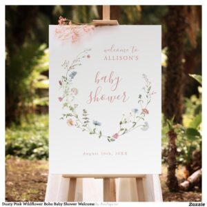 Dusty Pink Wildflower Boho Baby Shower Welcome Foam Board