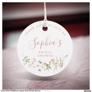 Dusty Pink Wildflower Rustic Boho Bridal Shower  Favor Tags