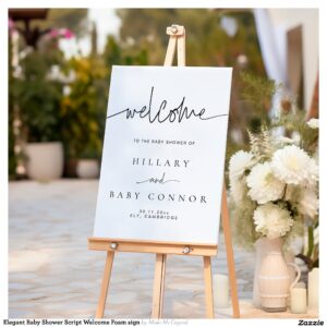 Elegant Baby Shower Script Welcome Foam sign