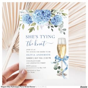 Elegant Blue Hydrangea Floral Bridal Shower Invitation