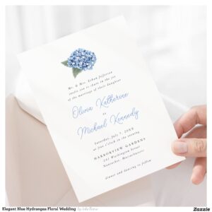 Elegant Blue Hydrangea Floral Wedding  Invitation
