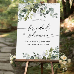 Elegant Boho Eucalyptus Bridal Shower Welcome Sign
