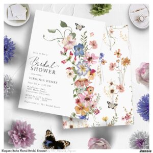 Elegant Boho Floral Bridal Shower Invitation