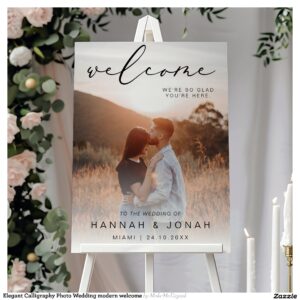 Elegant Calligraphy Photo Wedding modern welcome Foam Board