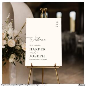 Elegant Calligraphy Script Wedding Welcome Sign