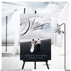 Elegant Calligraphy Wedding Photo Welcome Sign