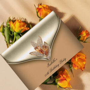 Elegant Caramel Beige Gold Birthday Party Invitation