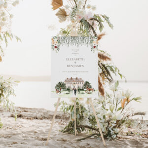 Elegant Chateau   Watercolor English Manor Wedding Foam Board