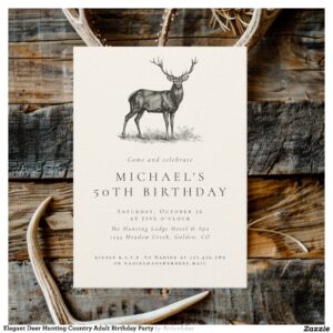 Elegant Deer Hunting Country Adult Birthday Party Invitation