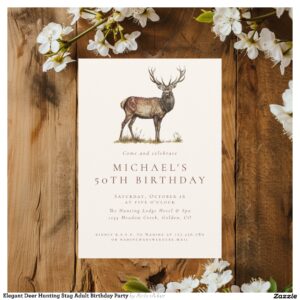 Elegant Deer Hunting Stag Adult Birthday Party Invitation