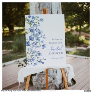 Elegant Dusty Blue Floral Bridal Shower Welcome Foam Board