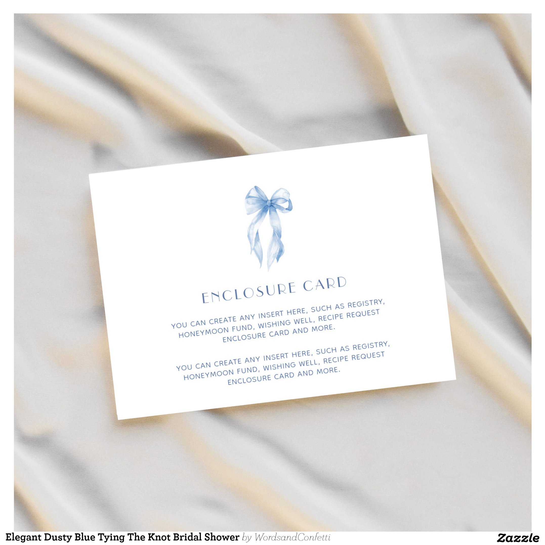 Elegant Dusty Blue Tying The Knot Bridal Shower Enclosure Card