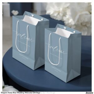 Elegant Dusty Blue Wedding Welcome Gift Bags