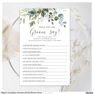 Elegant Eucalyptus Greenery Bridal Shower Game