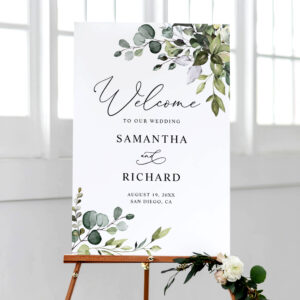 Elegant Eucalyptus Greenery Wedding Welcome Sign